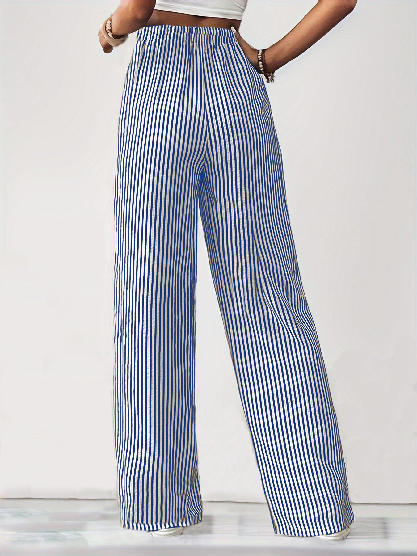 Trendy Women's Fashion for Cross-Border E-commerce Independent Site shein Amazon temu Striped Casual Straight-Leg Pants