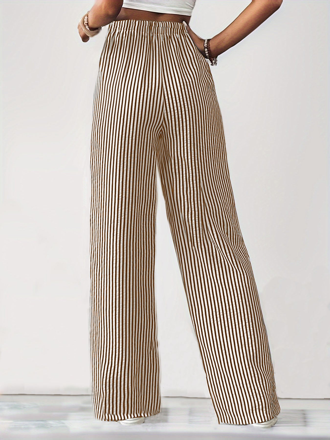 Trendy Women's Fashion for Cross-Border E-commerce Independent Site shein Amazon temu Striped Casual Straight-Leg Pants