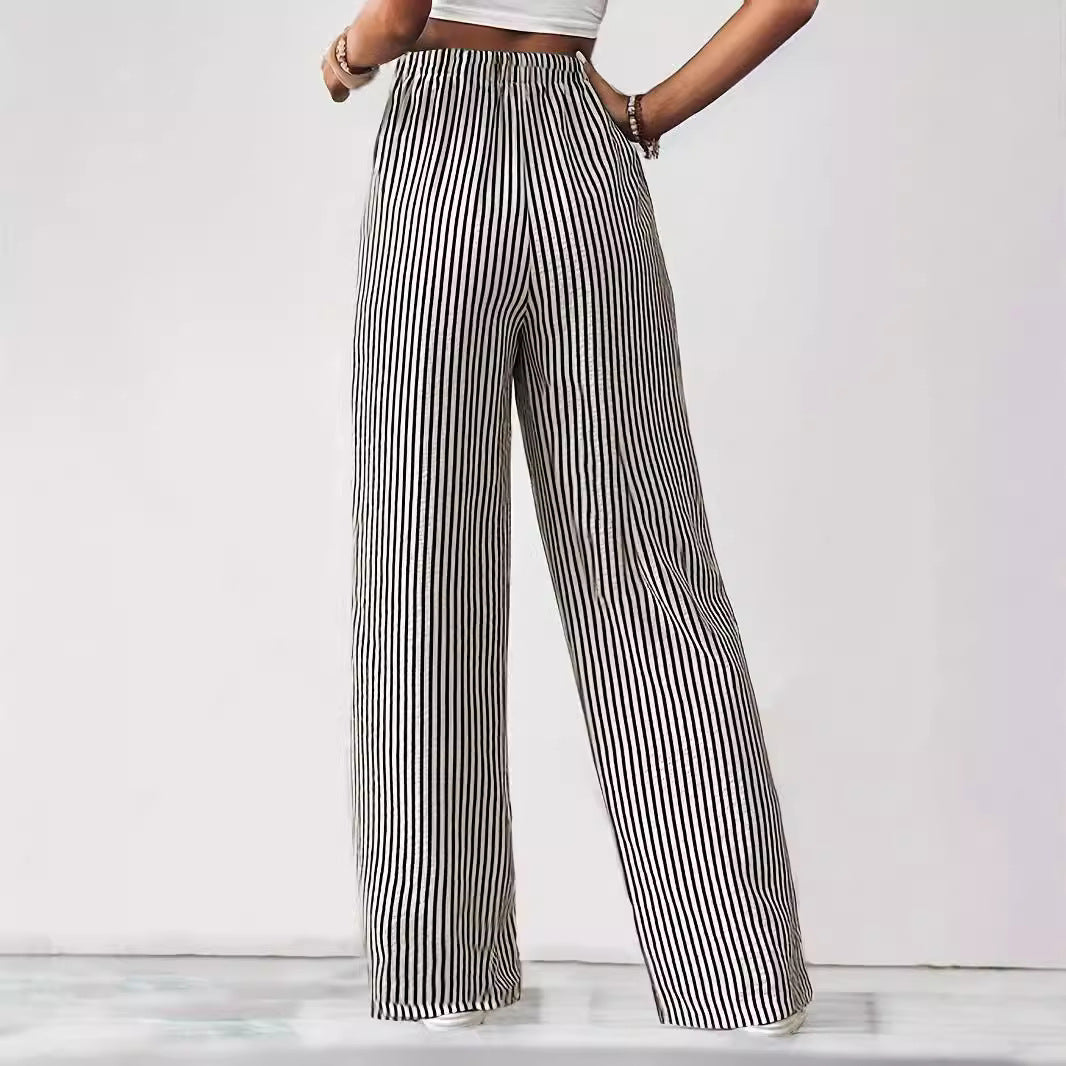 Trendy Women's Fashion for Cross-Border E-commerce Independent Site shein Amazon temu Striped Casual Straight-Leg Pants
